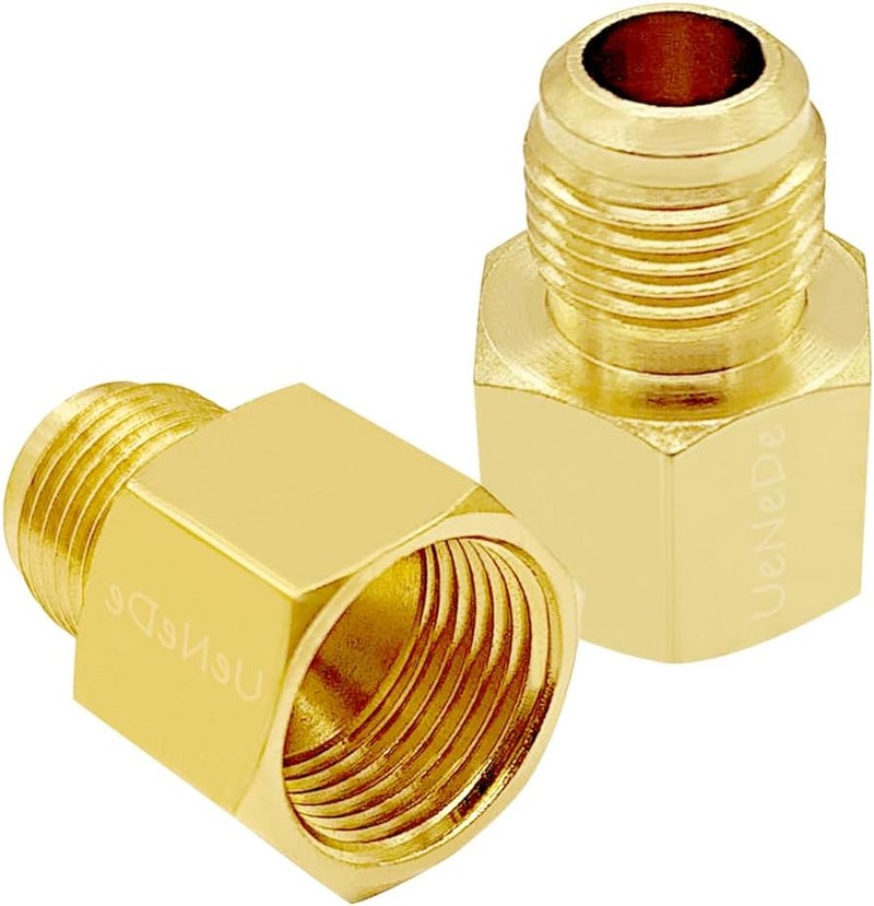 Uenede 2PCS Brass Coupler 3/4" Flare Female to 5/8" Flare Male Tube Gas Adapter Nipples Pipe Fittings Hose Connectors - Image 1